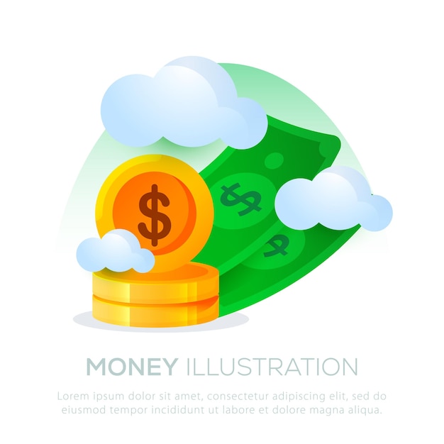 Дизайн иллюстрации денег для мобильного или веб-дизайна