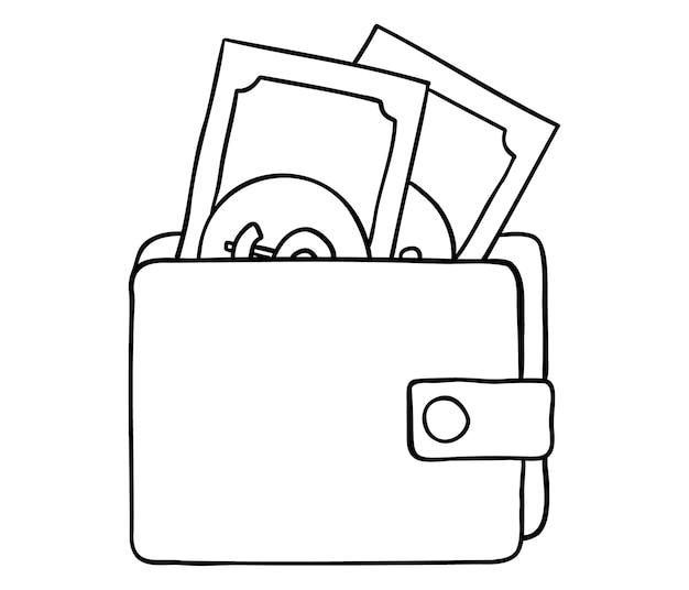 Money inside wallet.  Wallet concept. Isolated vector illustration.