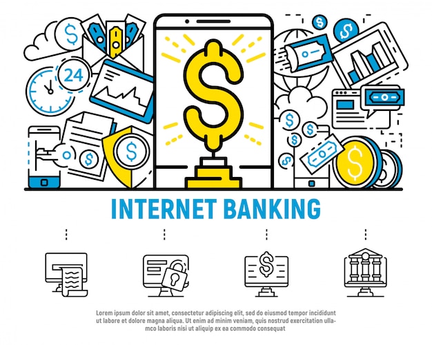 Fondo di concetto di attività bancarie di internet dei soldi, stile del profilo