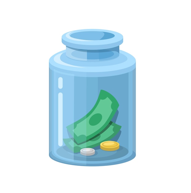 Vector money jar for saving or tipping symbol cartoon illustration vector