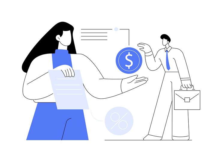 Vector money lending abstract concept vector illustration
