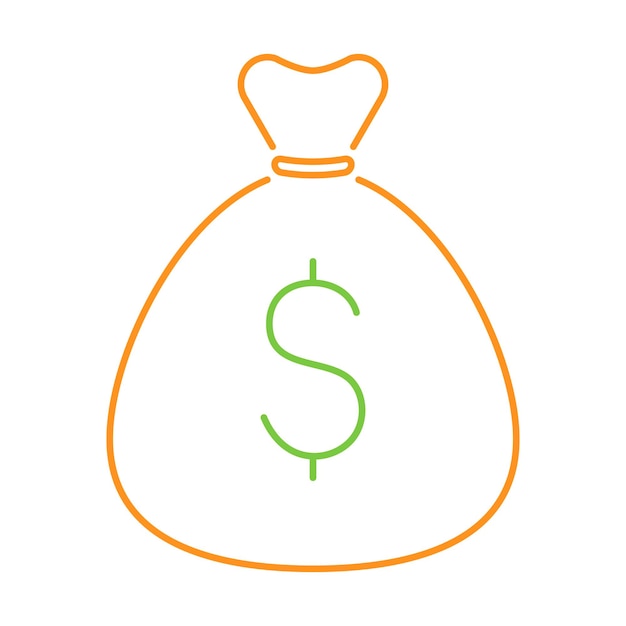 Vettore borsa della linea di denaro simbolo del dollaro segno di silhouette di ricchezza vettore isolato su bianco