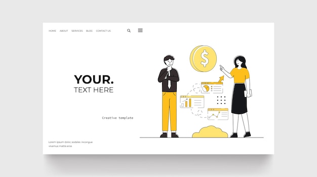 Money management concept business people doing choise landing page