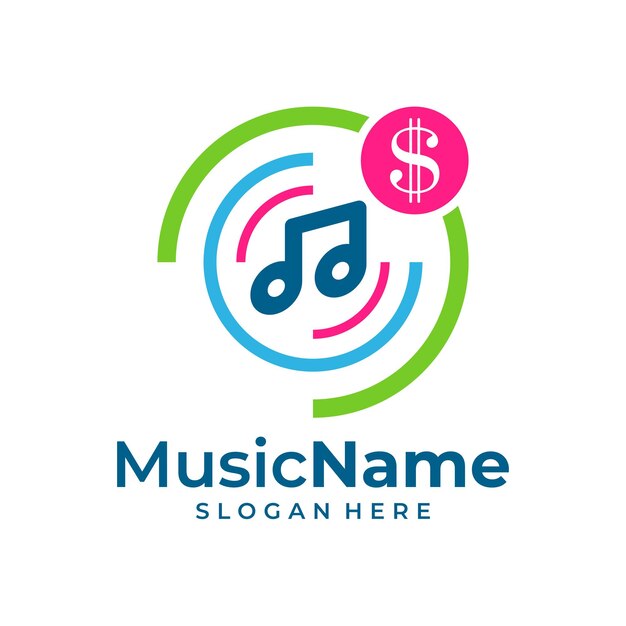 Money music logo vector music money modello di progettazione del logo