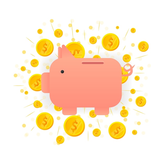 Money piggy bank creative business concept financial services vector illustration