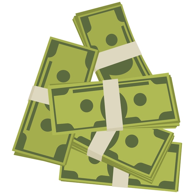 Vector money pile top view vector cartoon illustration isolated on a white background