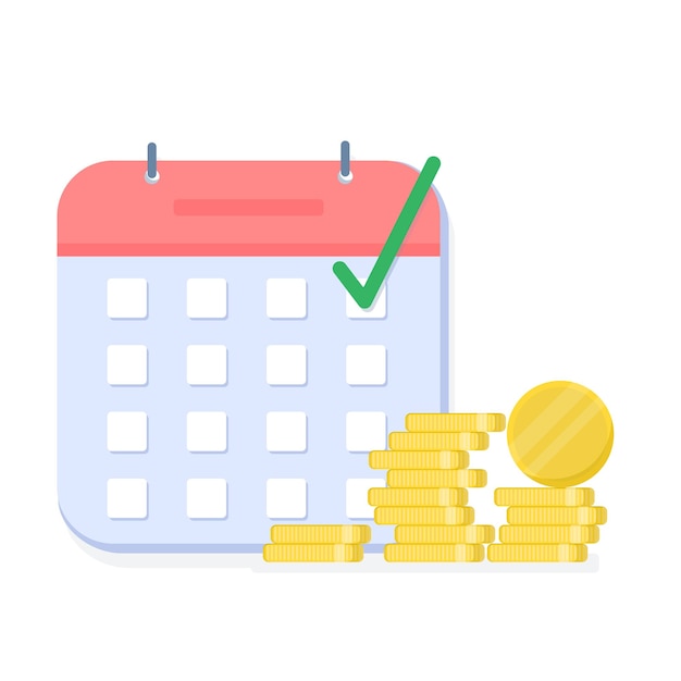 Денежный план Успешная выплата заработной платы в календаре и отметка на кредитном счете