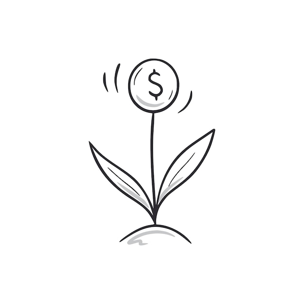 Money plant doodle growth money plant hand drawn sketch style icon business investment finance grow doodle drawn concept vector illustration