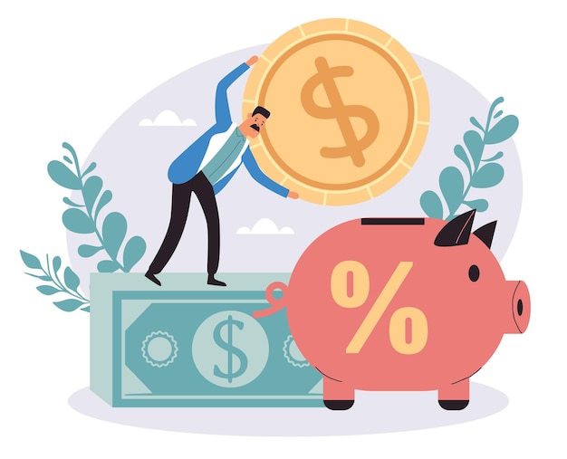 Money profit coin finance earn cash payment savings concept flat graphic design illustration