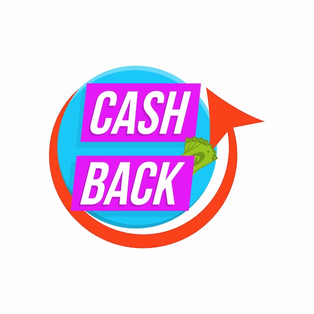 Vector money return label shop sale offers and cash back banner money back for promotion discounts