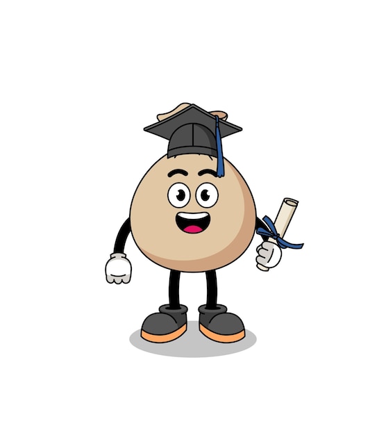 Money sack mascot with graduation pose character design