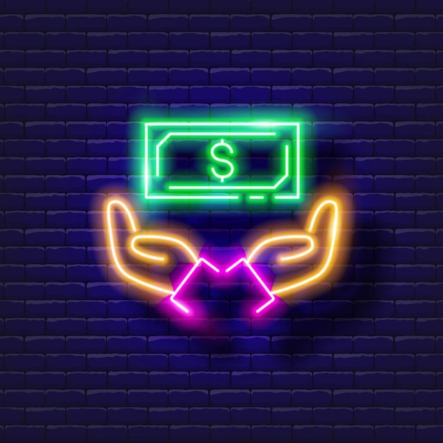 Money safety vector neon icon Finance money and online banking gowing sign