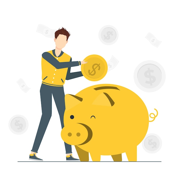 Vector money saving concept premium vector