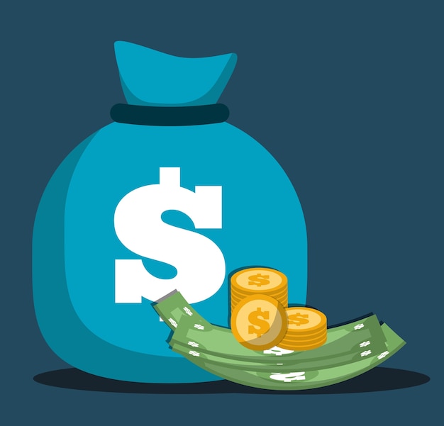 money saving and money bag icon design, vector illustration