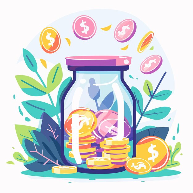 벡터 money_savings_coins_budget_concept_vector