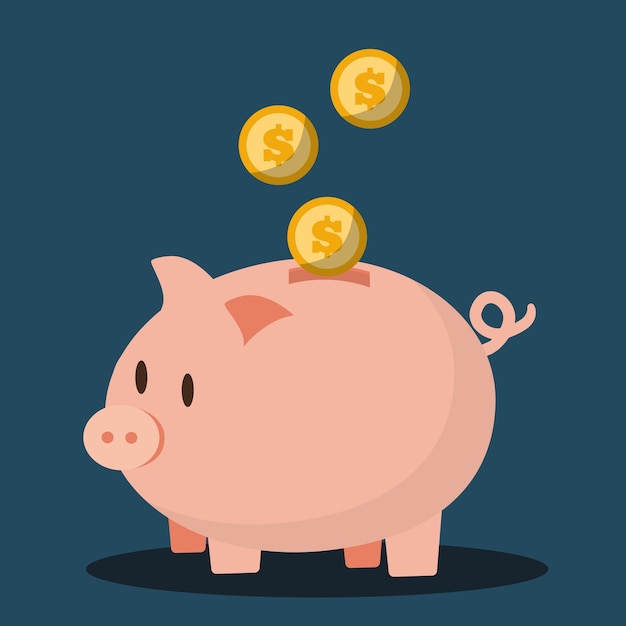 Money savings with piggy design, vector illustration