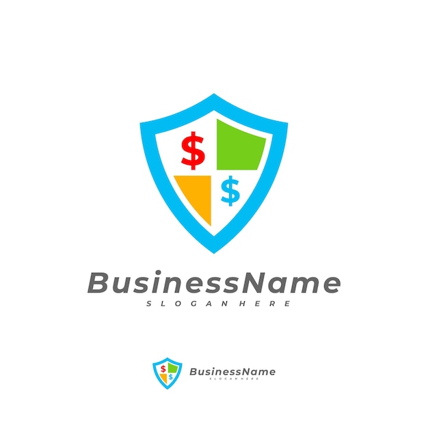 Money shield logo vector template creative money logo design concepts