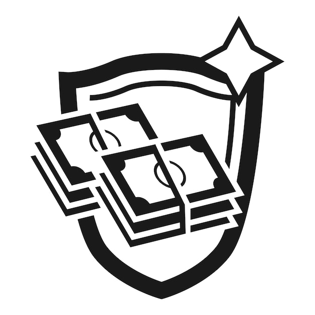 マネー・シールド・プロテクト・アイコン (Money Shield Protect Icon) は白い背景に隔離されたウェブデザイン用のマネー・シャイルド・プロテンツ・ベクトルアイコンを示す単純なイラストです