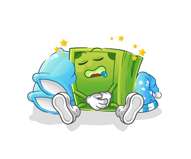 Money sleeping character. cartoon mascot vector