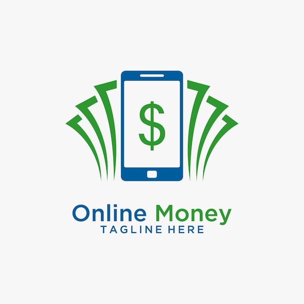 Vector money and smartphone for money online logo design