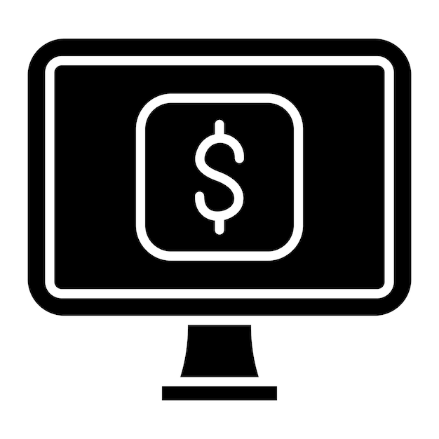 Vector money software glyph solid black illustration