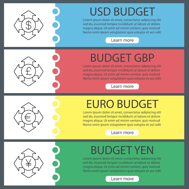 Money spending web banner templates set