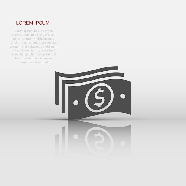 Money stack icon in flat style Exchange cash vector illustration on white isolated background Dollar banknote bill business concept