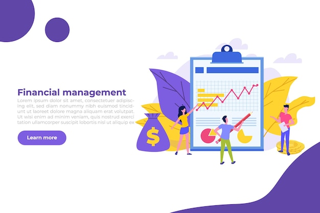 money stories. financial management concept.  financial examiner. vector illustration.