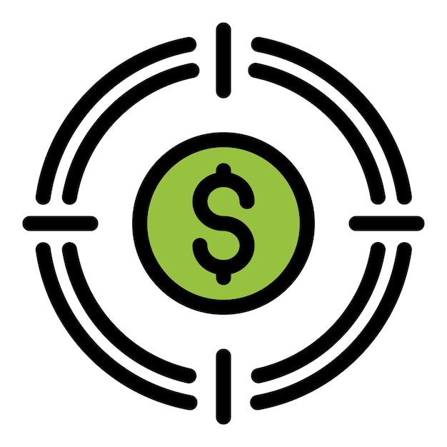 Vector money target icon outline money target vector icon color flat isolated