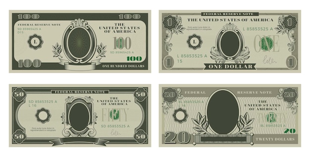 Money template Ornate symbols for dollars design recent vector fonts and frames