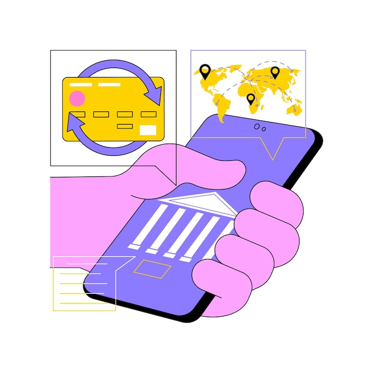 Vector money transfer abstract concept vector illustration