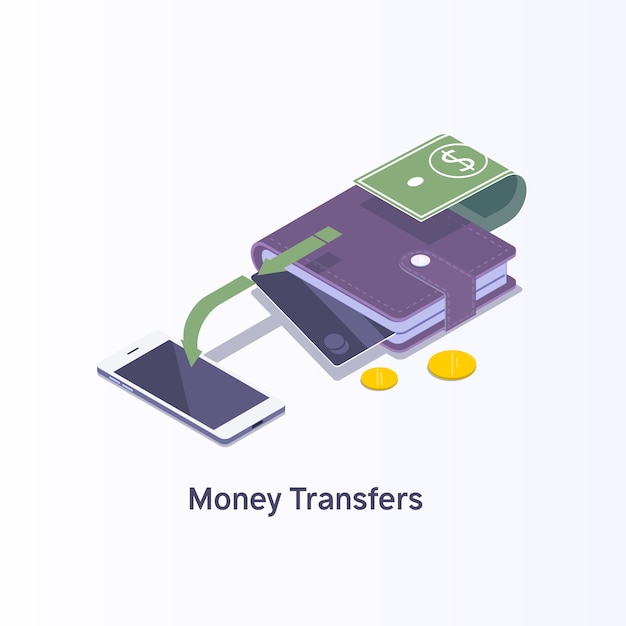 Money transfer. digital payment or online cashback service.