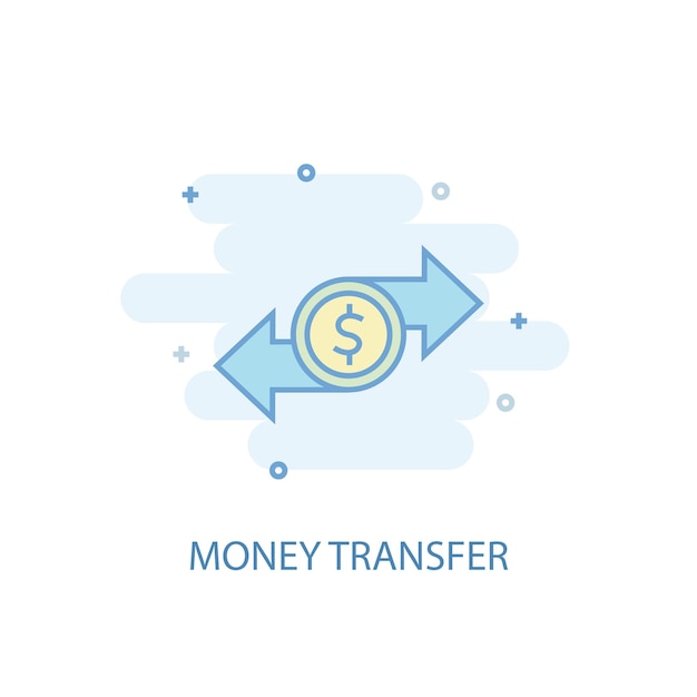 Money transfer line concept Simple line icon colored illustration money transfer symbol flat design Can be used for UIUX