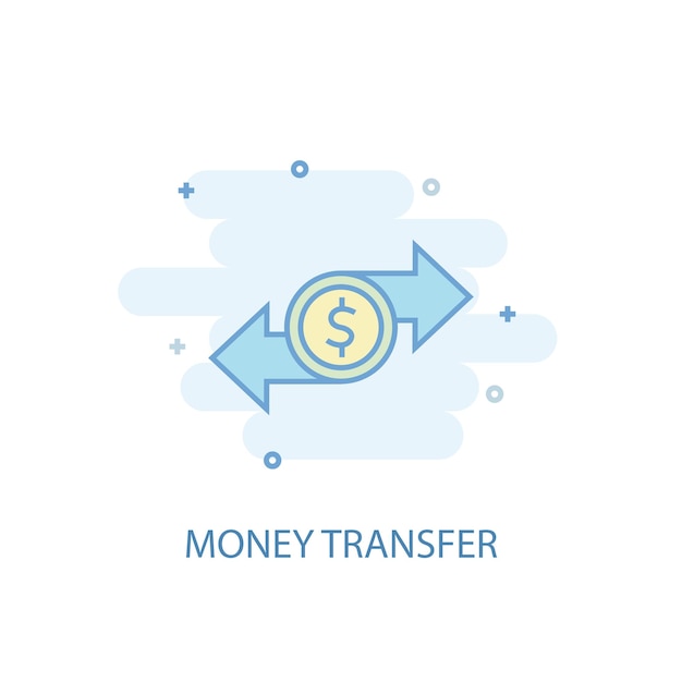 送金ラインのコンセプトシンプルなラインアイコンカラーイラスト送金シンボルフラットデザインUIUXに使用できます