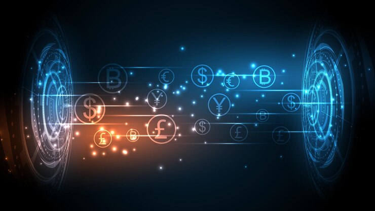 Vector money transfer, money transaction, global currency network, stock exchange business concept