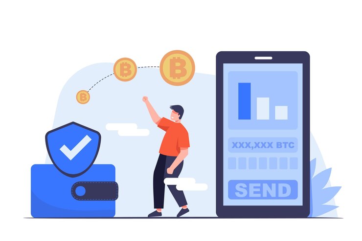 Vector money transfer online payment coins moving from one mobile phone to other and wallet send and receive money wireless with mobile phone to wallet banking payment and earning by app