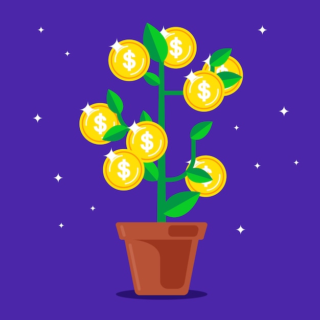 Money tree with coins instead of fruits.