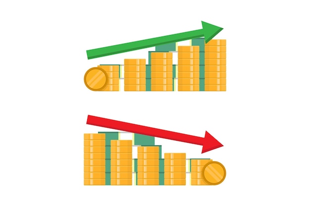 Money up and down money profit and loss vector illustration design