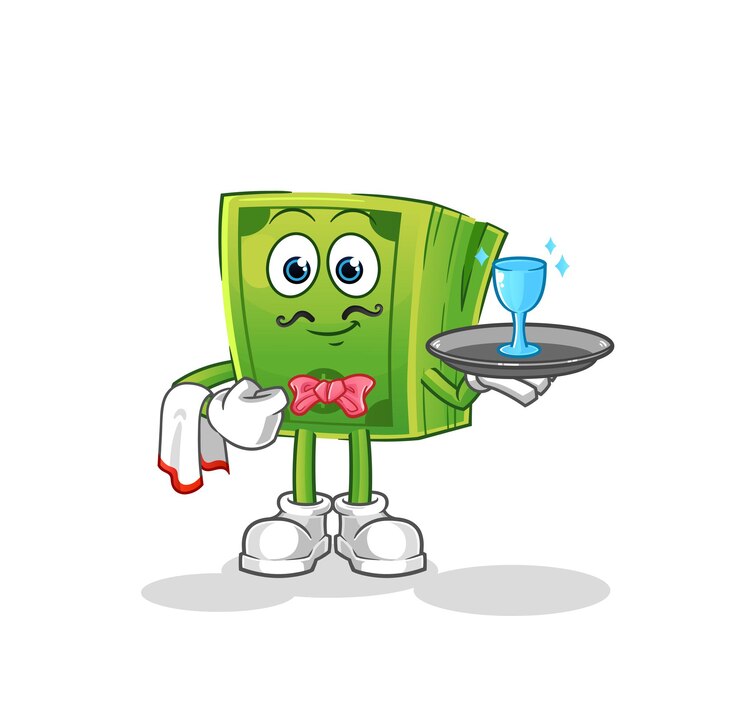 वेक्टर money waiter cartoon. cartoon mascot vector