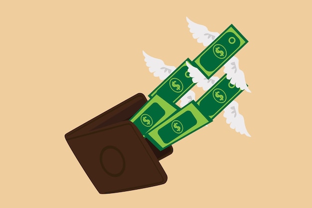 Vector money with wings flying from a pocket illustration