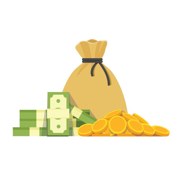 moneybag cartoon isolated on white