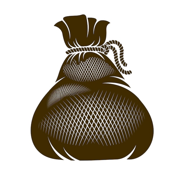 Денежный мешок денежный мешок вектор упрощенная иллюстрация значок или логотип, тема бизнеса и финансов, приз доходов подоходного налога.