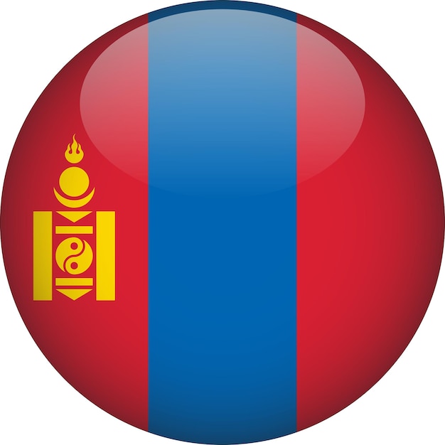 Mongolia 3D Rounded Flag Button