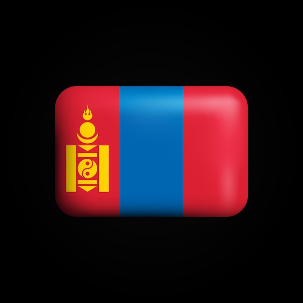 Vector mongolia flag 3d icon national flag of mongolia