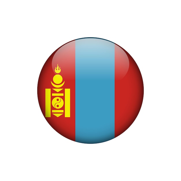 Mongolia Flag Circle Button Vector Template