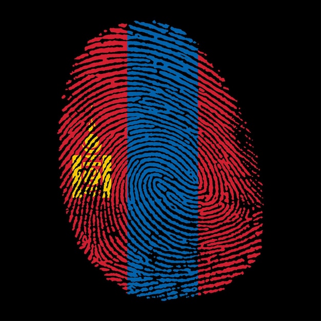 Vector mongolia flag on finger imprint