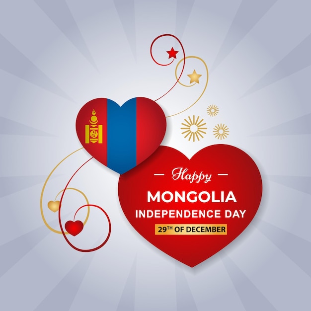 Vector mongolia heart flag for independence day