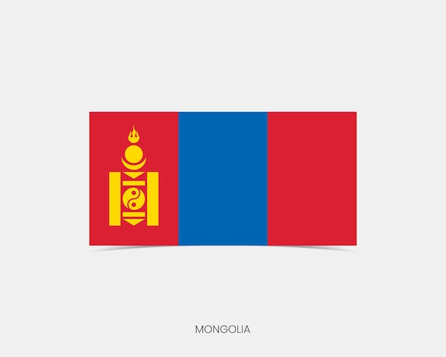 Mongolia Rectangle flag icon with shadow