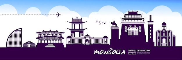 Mongolia travel destination  illustration.