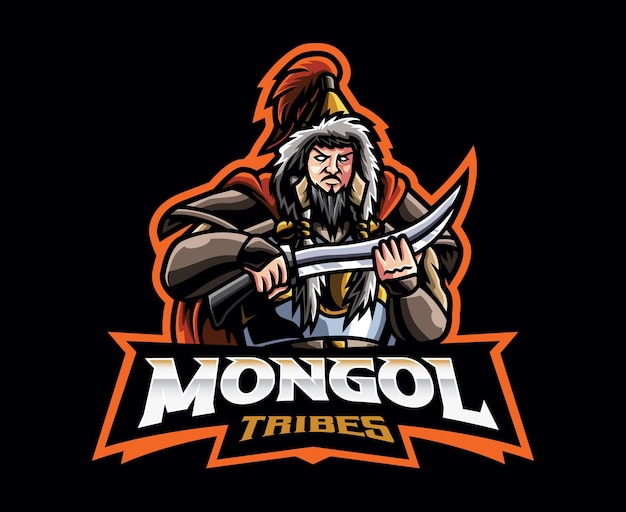 Mongoolse rijk mascotte logo ontwerp